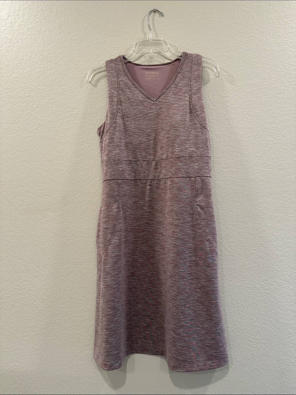 Athleta Heathered Mauve-Pink Sleeveless V-Neck Midi Dress